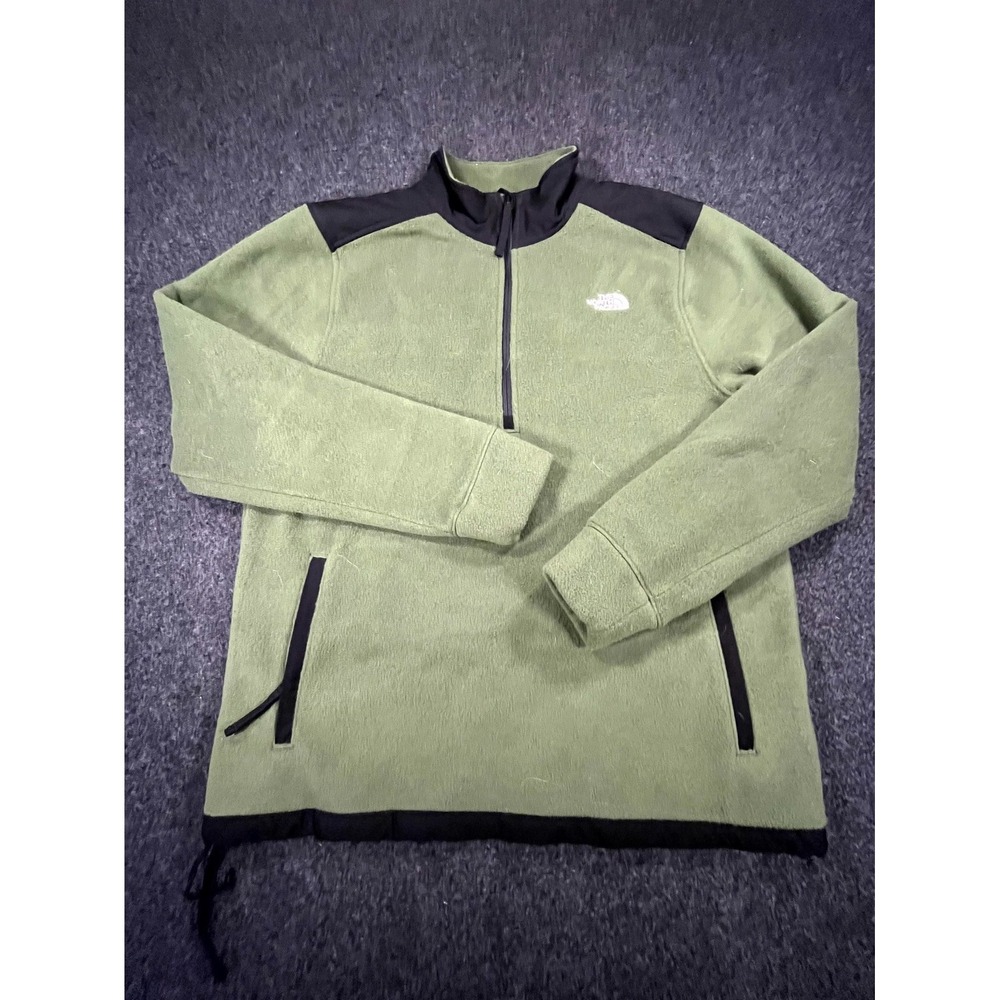 The North Face Alpine Polartec Jacket Mens Medium Olive Green Fleece Quarter Zip